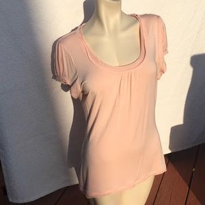 Lt Peach Short Sleeve Blouse with Decor sheer Lace